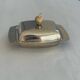 Vintage silver-plated butter dish with golden hazelnut - retro elegance