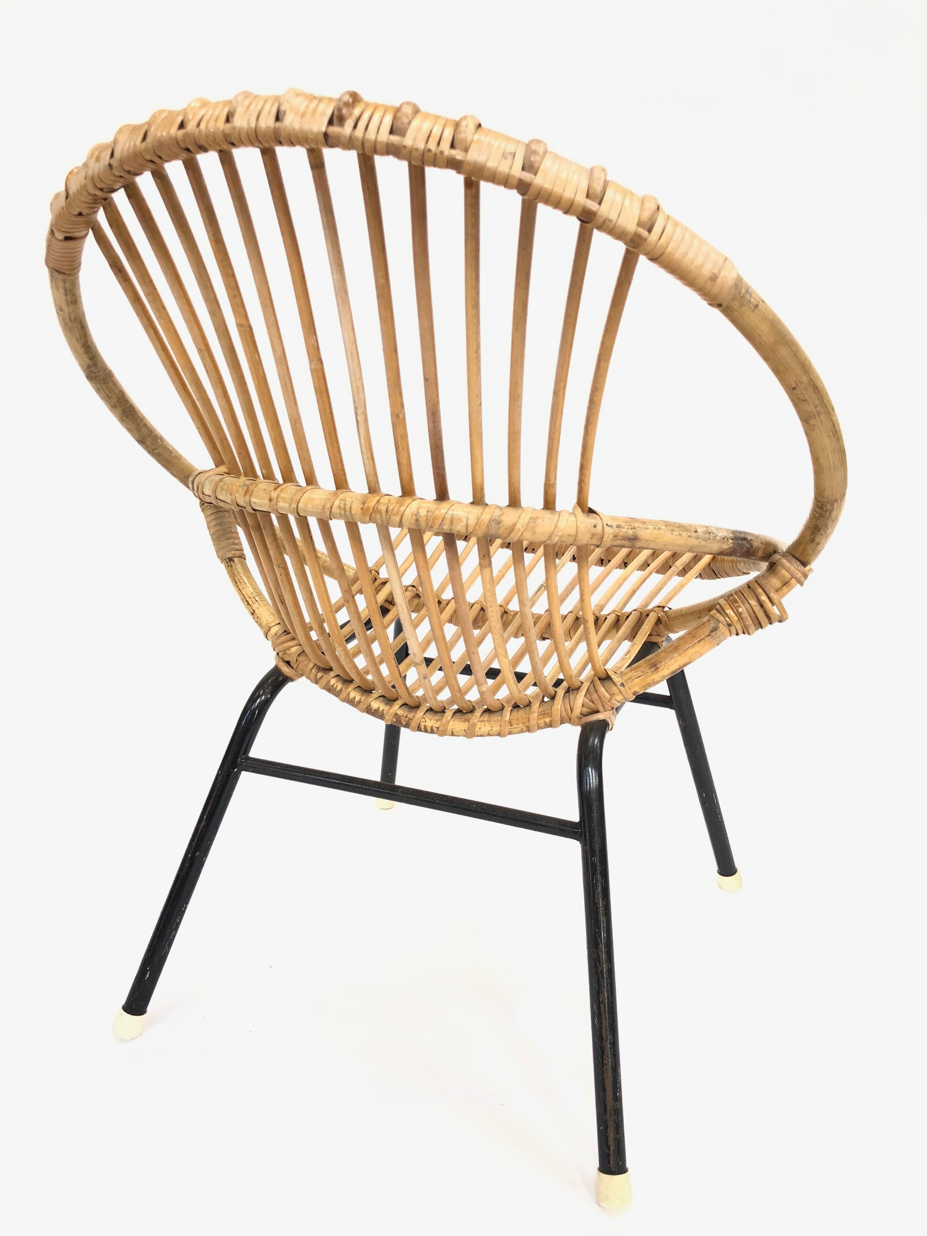 Fauteuil vintage en rotin par Dirk van Sliedregt Rohe Noordwolde 1960 aux Pays-Bas