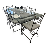 Roche Bobois glass and steel dining table and 6 chairs