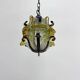 Brutalist glass and iron hanging lamp, 1970s