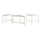 Set of Three French White Metal Side Tables by Mathieu Matégot, 1950s