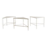 Set of Three French White Metal Side Tables by Mathieu Matégot, 1950s