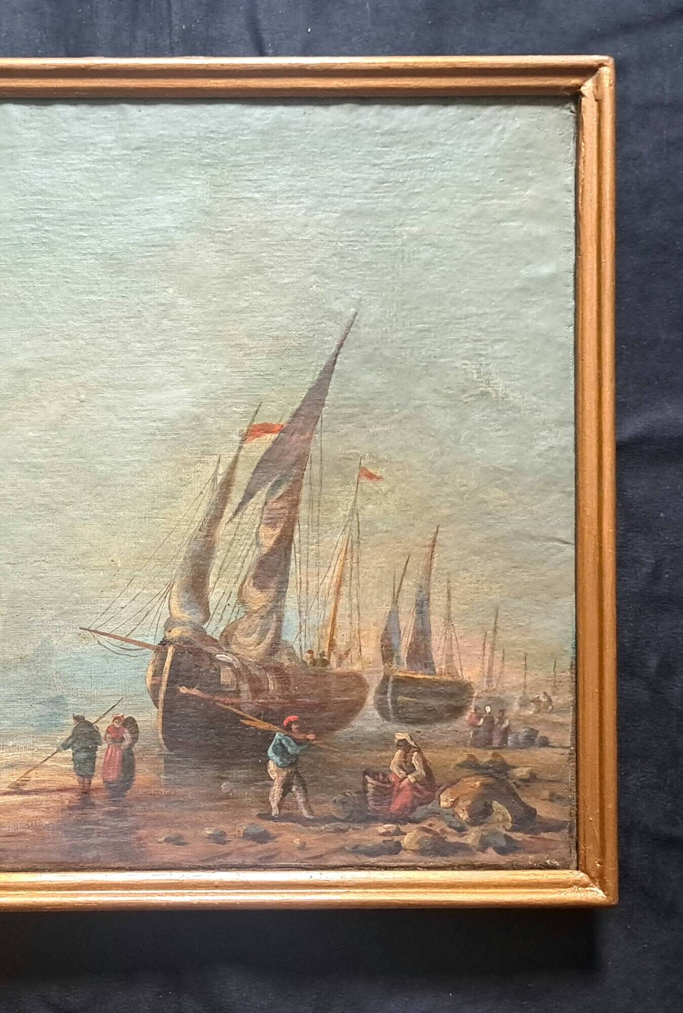 Pair of Impressionist paintings, Oil on canvas 1830, Romantic seascape