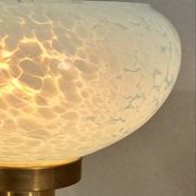 Vintage table lamp in blue Clichy glass & patinated brass