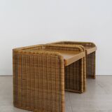 Set of two Italian rattan  nitgh stands 1950s