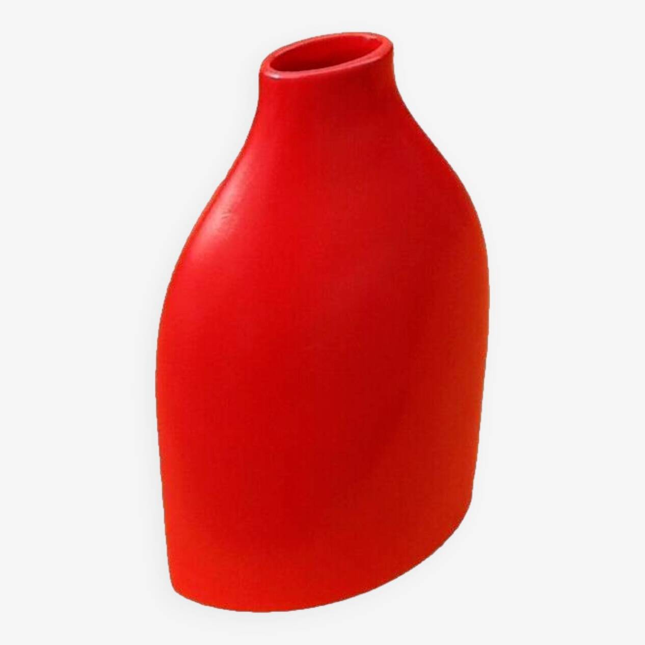 Large contemporary flat ceramic vase