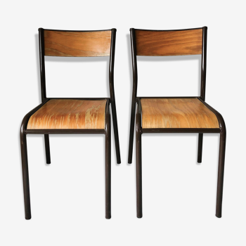 Pair vintage school chairs