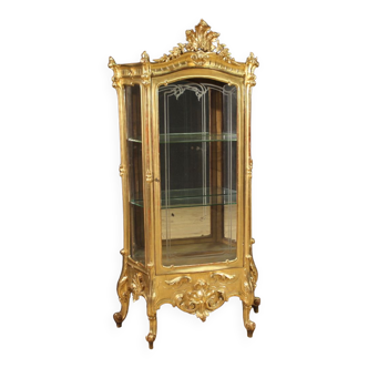 Vitrine dorée de style rocaille du 19ème siècle