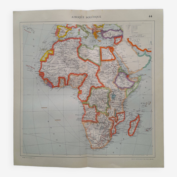 A geographical map from Atlas Quillet year 1925: Political Africa map