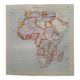 A geographical map from Atlas Quillet year 1925: Political Africa map