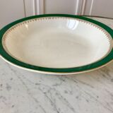 hollow dish Digoin Sarreguemines model "Martine" green and golden 50s