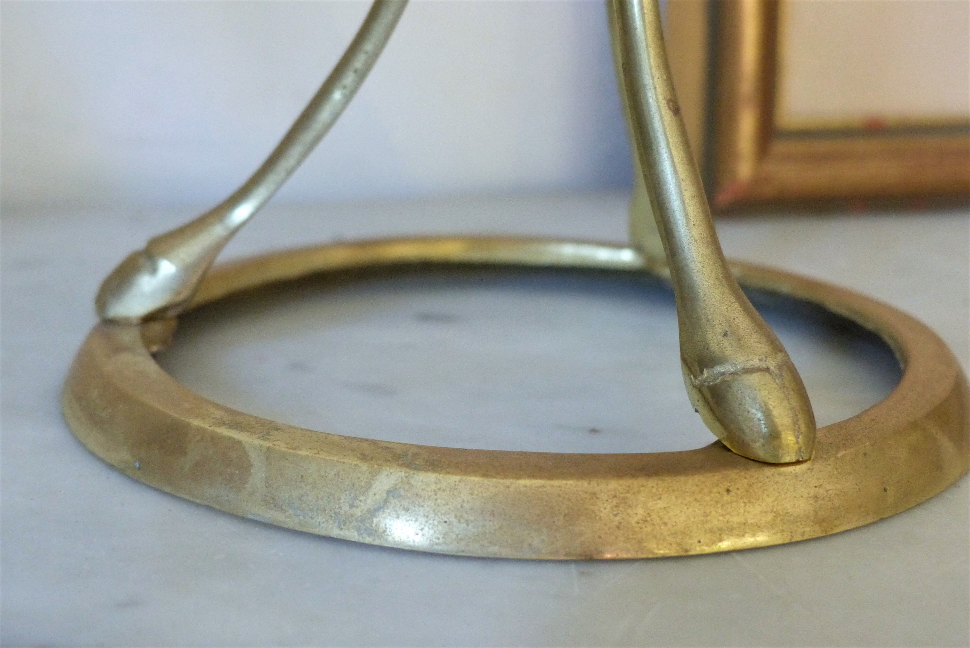 Curiosity object tripod brass and ostrich egg