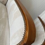 Pair of art deco armchairs in wood and floral fabric