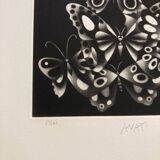 Mario avati (1921-2009), butterflies, black manner, 1970