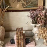 Paire de serre-livres livres en marbre rose et gris