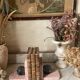 Pair of pink and grey marble bookends.