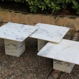 Set of 3 marble nesting tables, Italy 1970