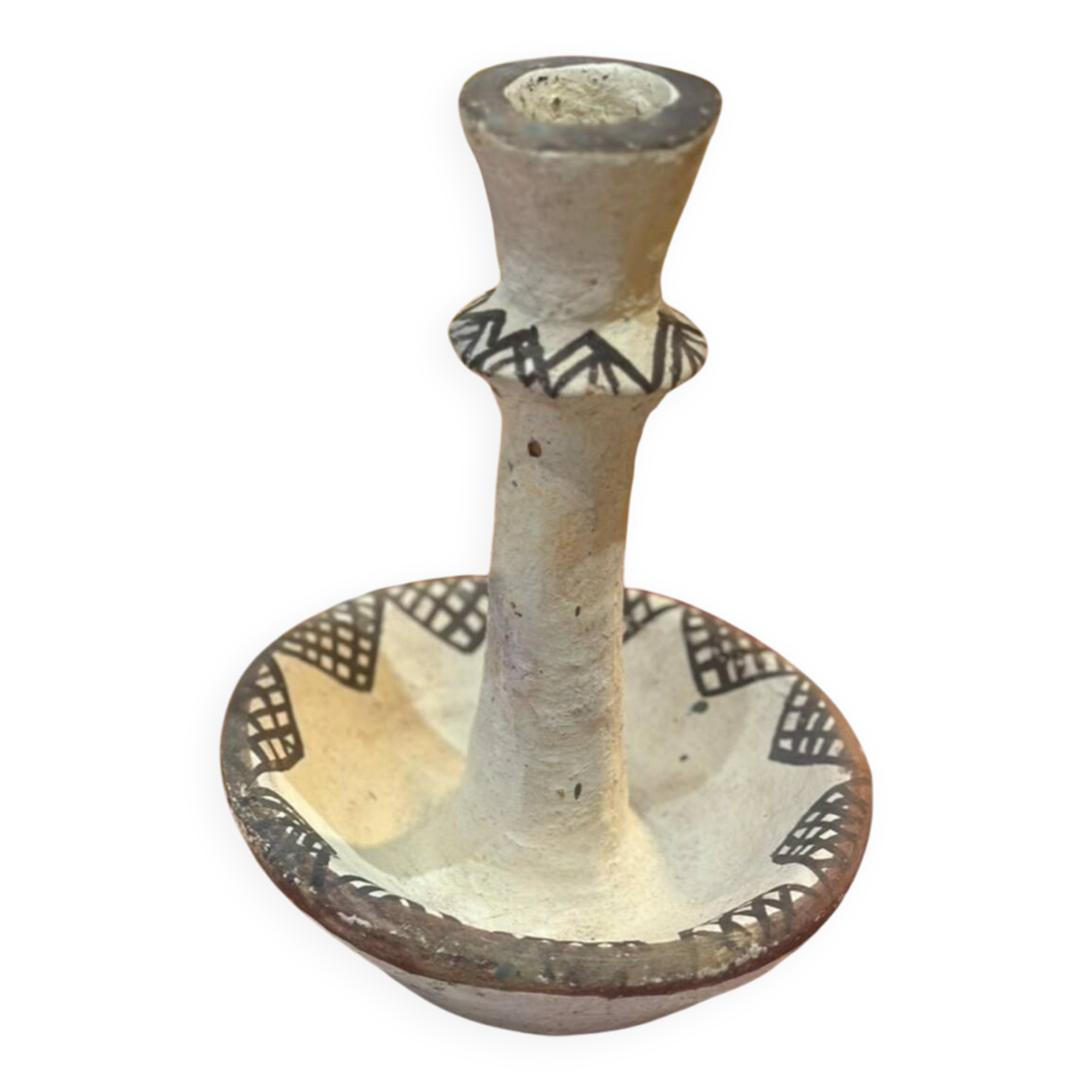 Berber candle holder from the Rif, Morocco - terracotta