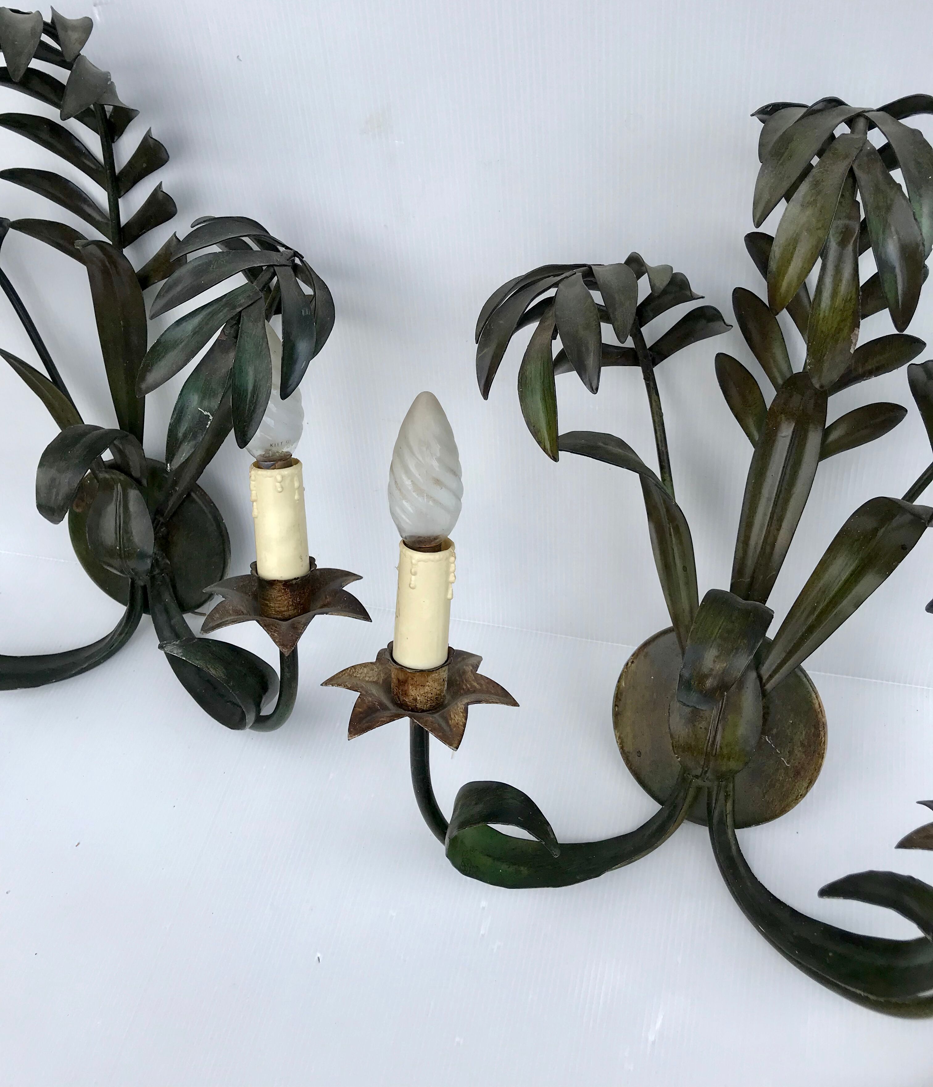 Pair of vintage palm leaf appliques