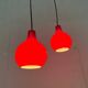 Lampes suspendues en verre rouge allemandes du milieu du siècle par Peill & Putzler, années 1960, lot de 2