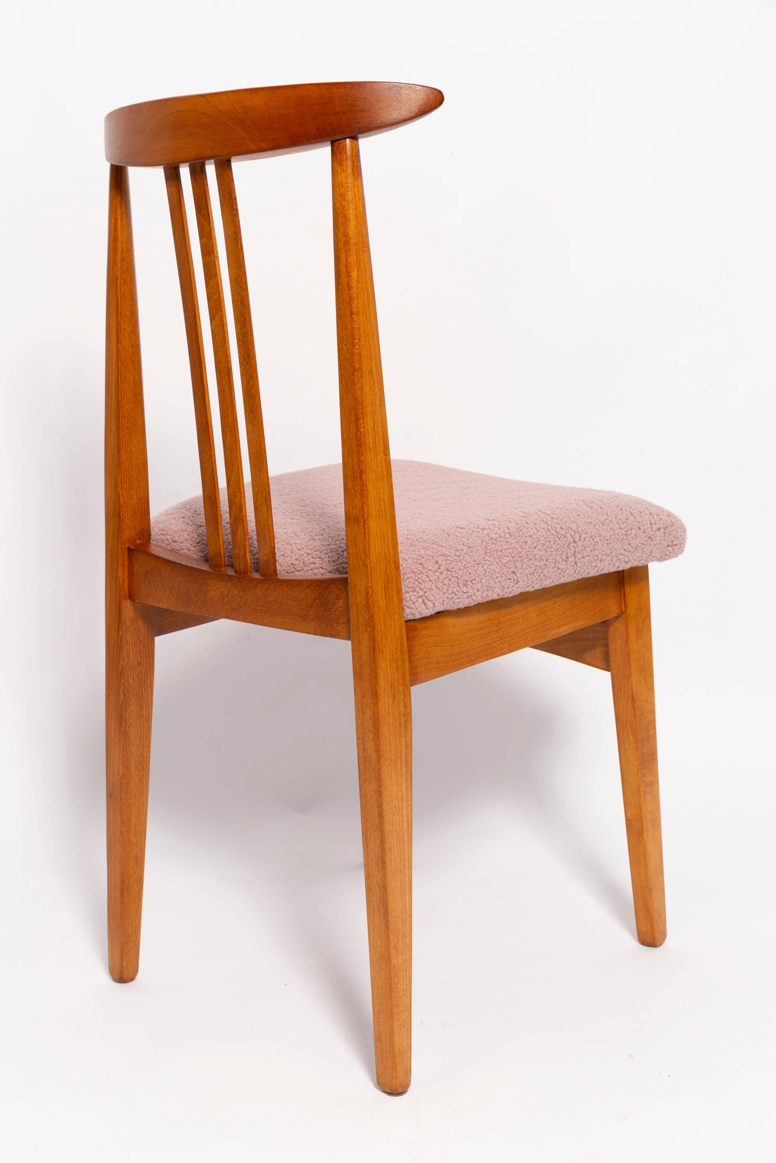 Powder pink boucle chair from the mid-century by M. Zielinski, Europe, 1960s.