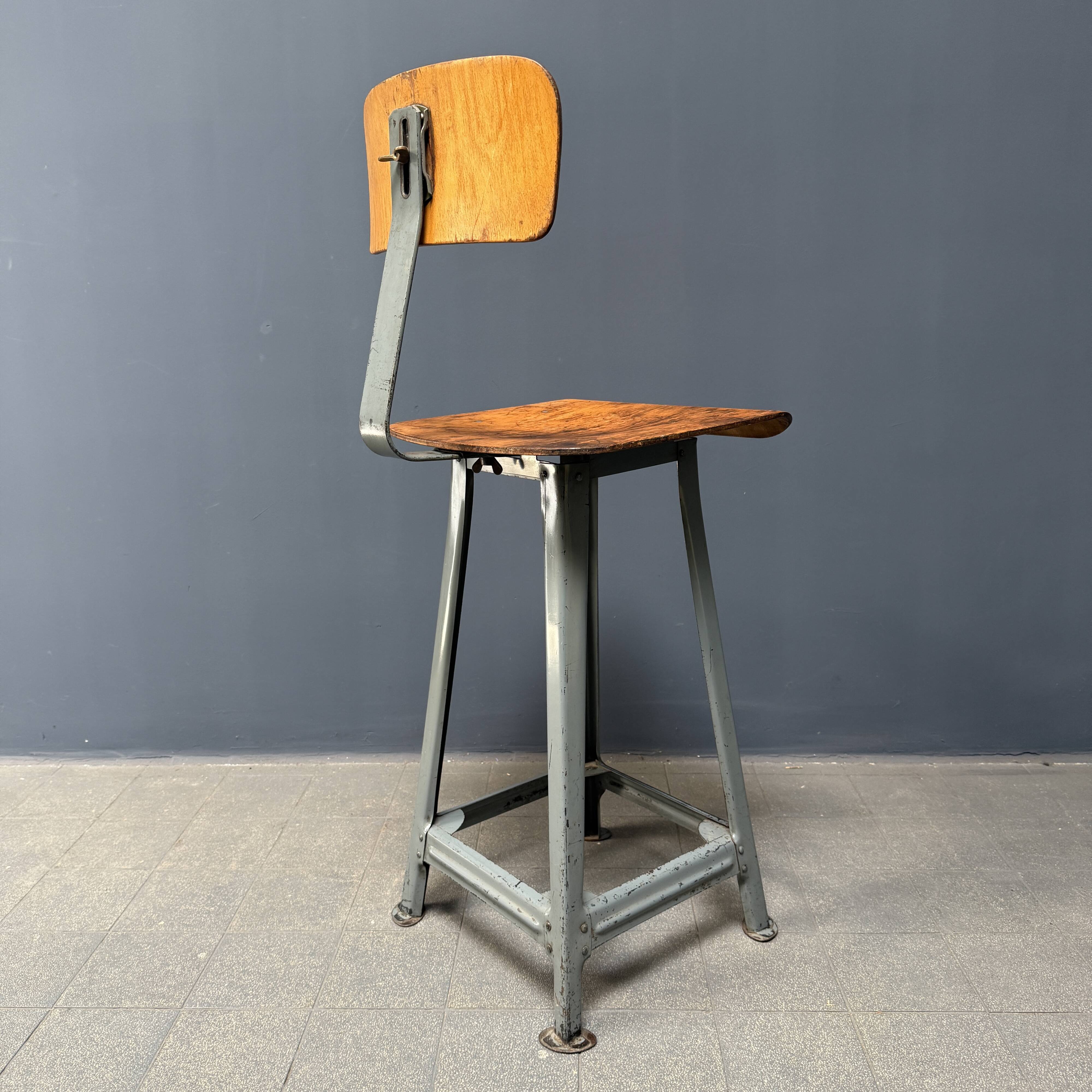 High industrial metal workshop chair