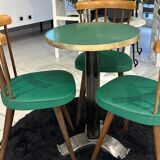 Set of pedestal table and 3 vintage bistro chairs from the 1960s