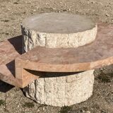 Table, basse, ronde, placage de Pierre