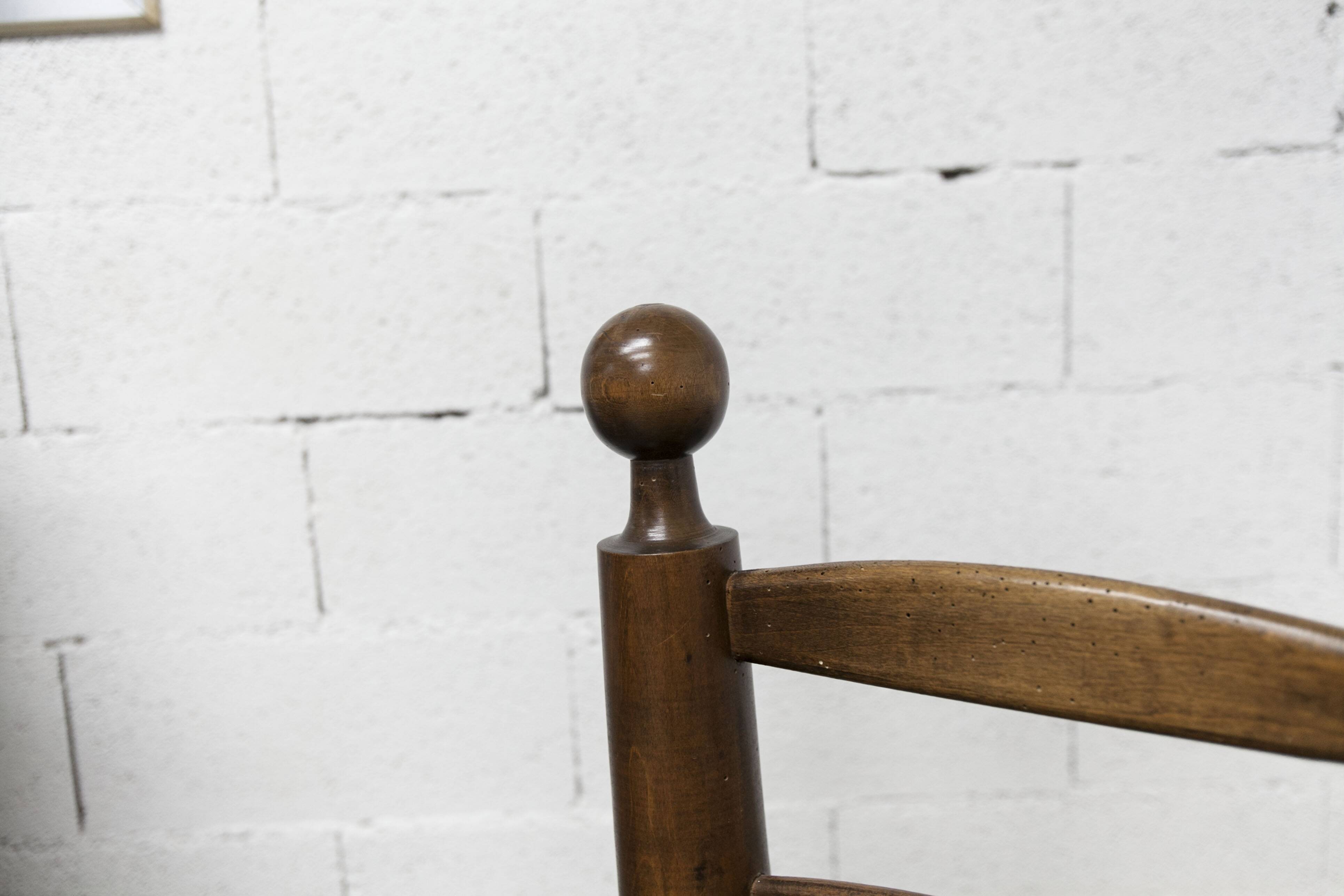 Brutalist children's chair by Charles Doudouyt 1960 oak and wicker