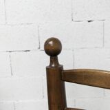 Brutalist children's chair by Charles Doudouyt 1960 oak and wicker