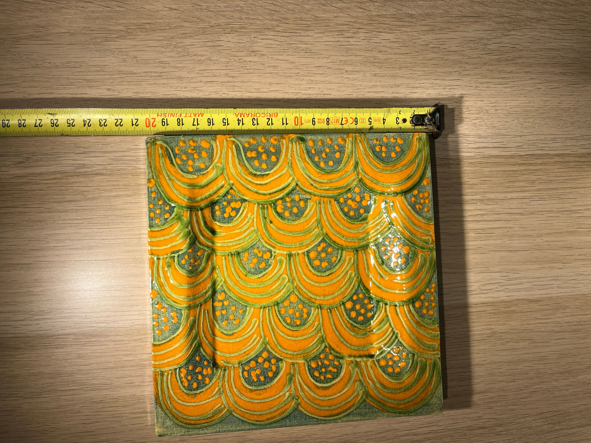 Annick Séguret – large vintage ceramic trivet signed – 20 cm