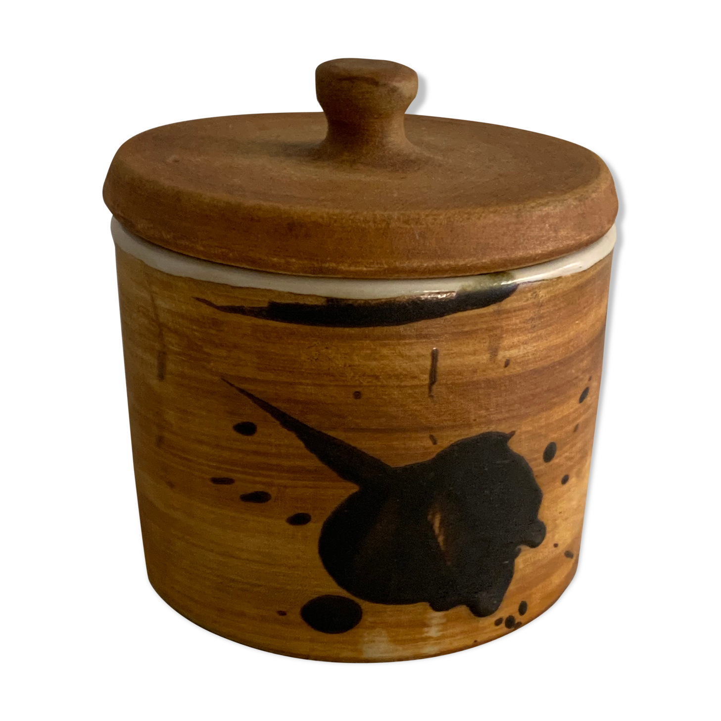 Pot de la Poterie de La Colombe in Vallauris style enamelled sandstone