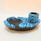 Candle holder ashtray blue fat lava glacier enamels cyclops ceramic pottery Annecy