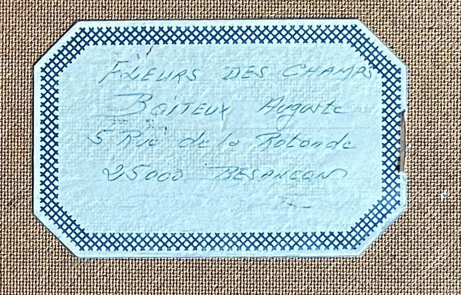 HST painting Bouquet of wild flowers signed Aug. Boiteux + frame