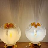 Mazzega globe lamp duo from Murano