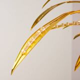 Exquisite Italian Golden Palm Tree Floor Lamp with 3 Sparkling Branches 70s