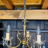 3-light brass pendant light with glass and pendants