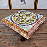 Barbotine trivet from Onnaing, Art Nouveau style, circa 1920.