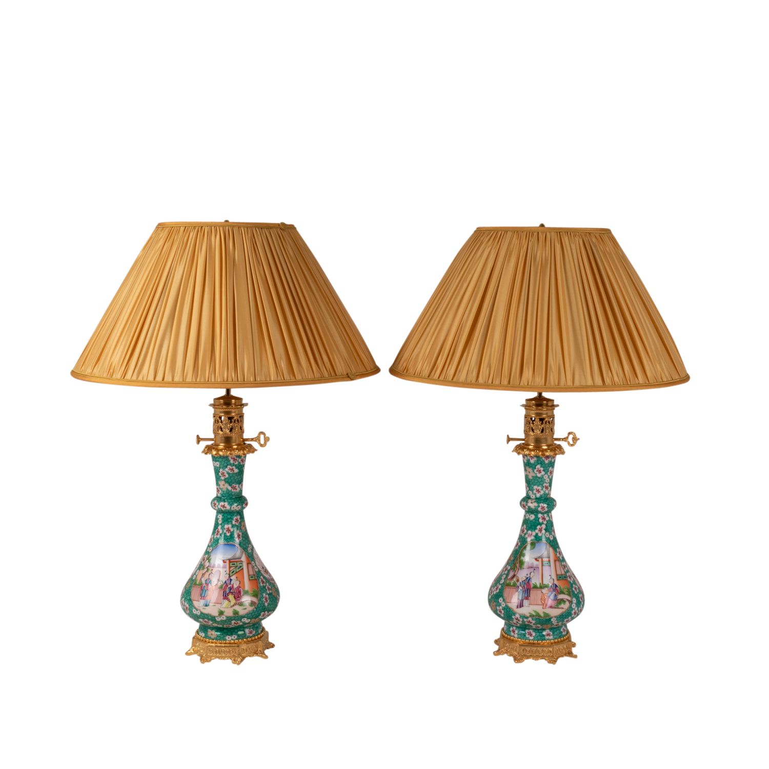 Pair of lamps in Canton porcelain and bronze, circa 1880