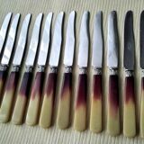 12 cheese knives, fruit handle in horn