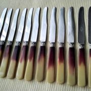 12 cheese knives, fruit handle in horn