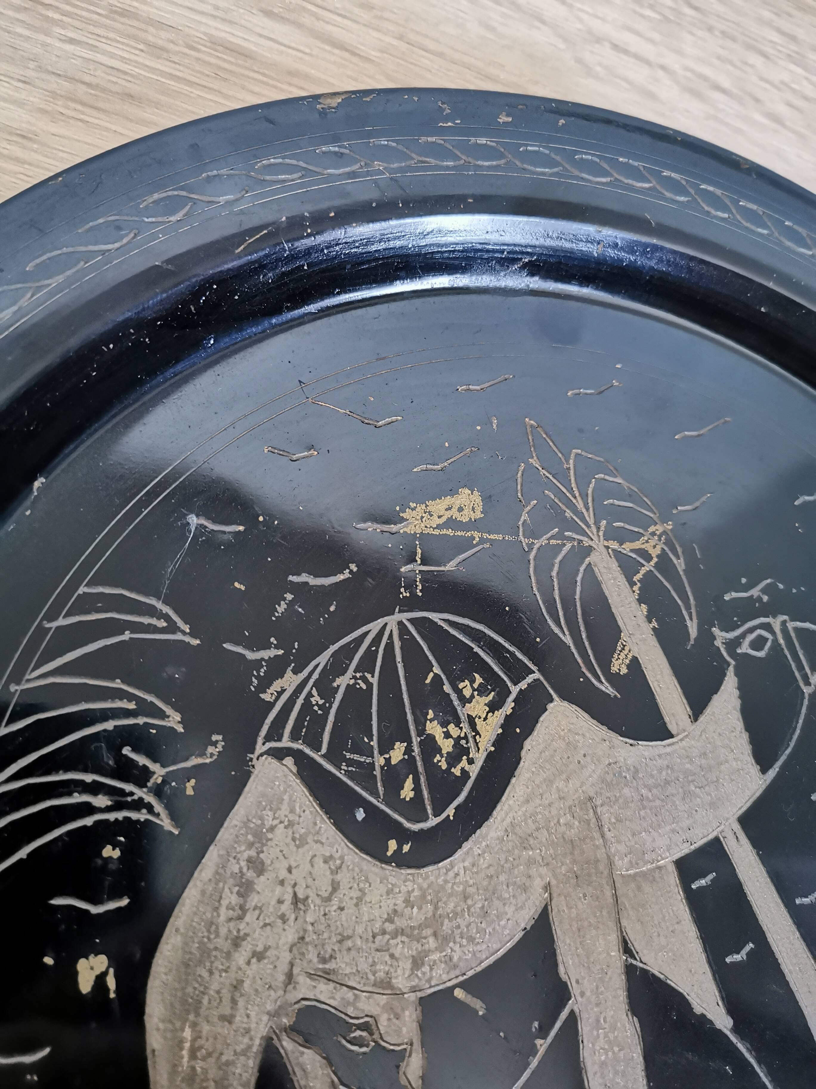 Plaque en laiton vintage de chameau : décoration murale tunisienne des années 1980