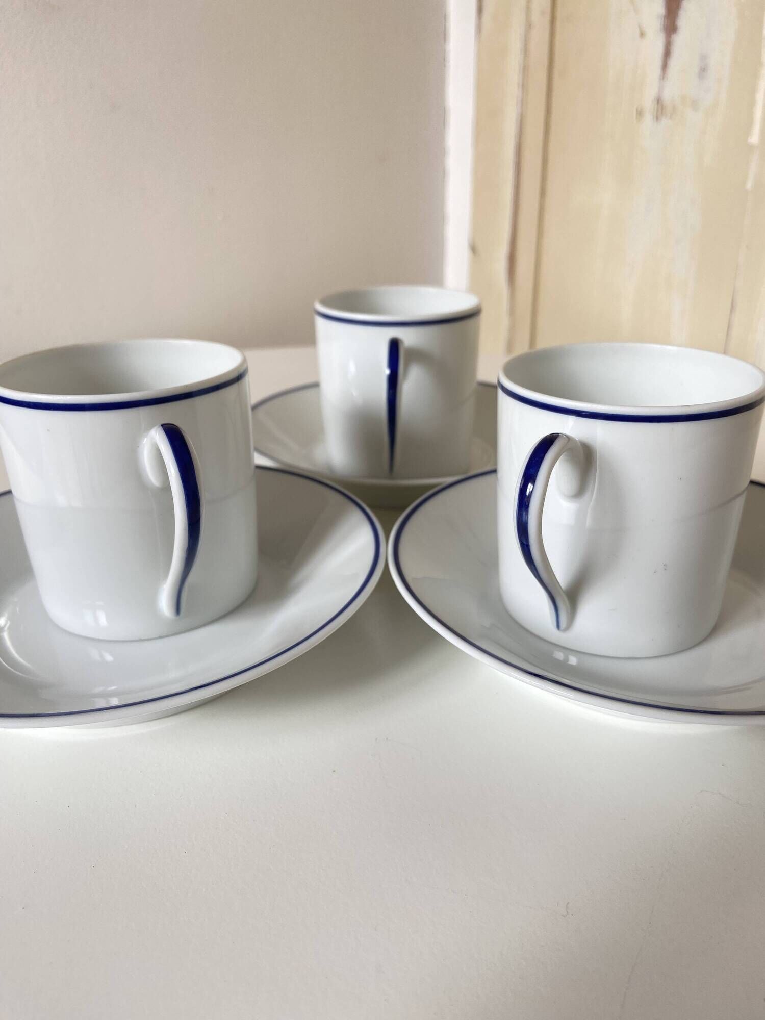 Set of 3 Jammet Seignolles coffee cups and bowls in Limoges model ROYAN