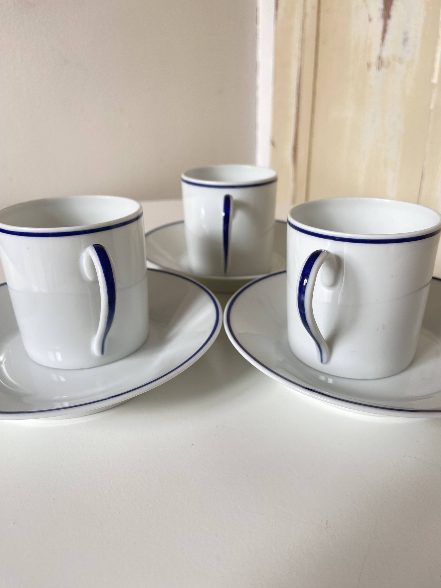 Set of 3 Jammet Seignolles coffee cups and bowls in Limoges model ROYAN
