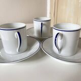 Set of 3 Jammet Seignolles coffee cups and bowls in Limoges model ROYAN