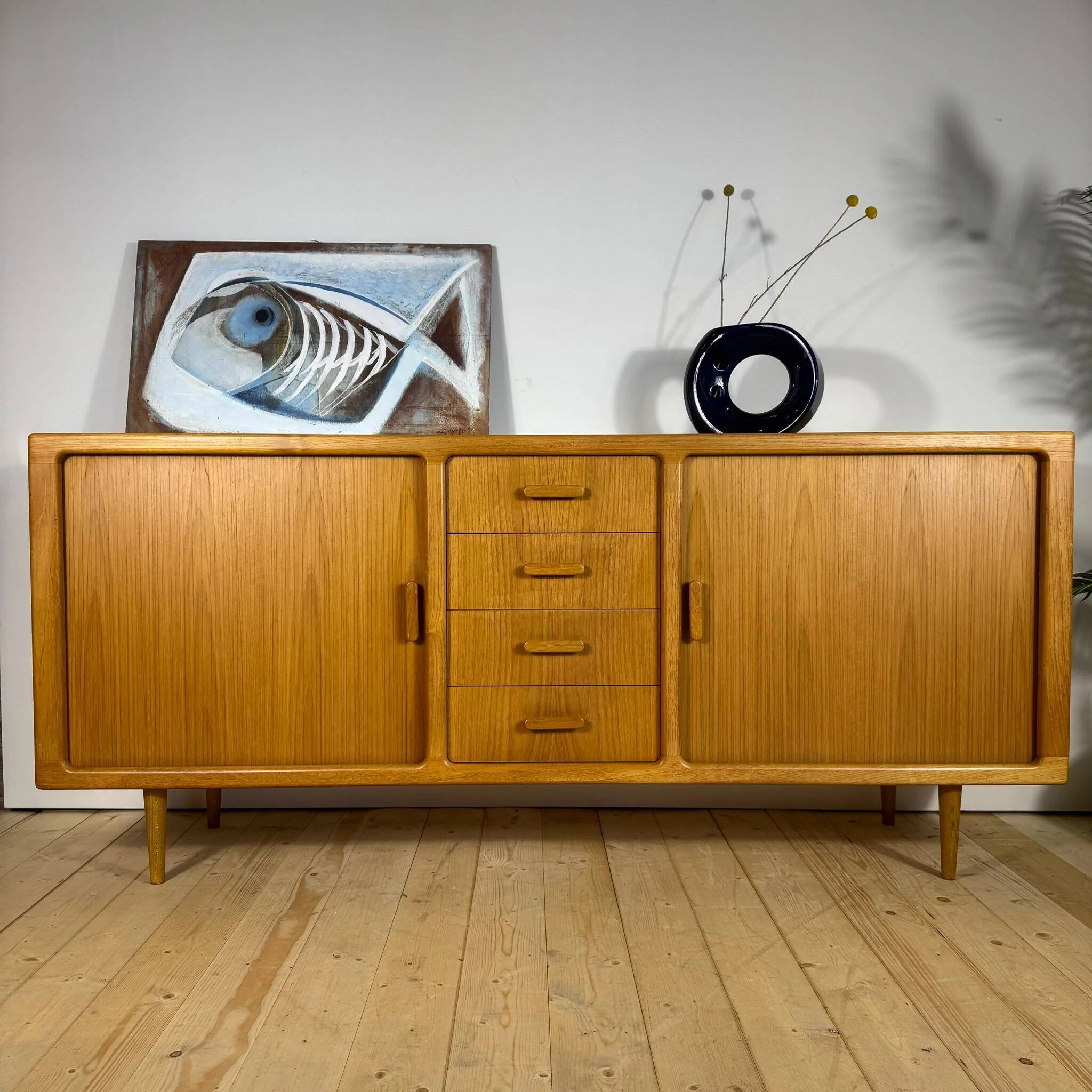 1960s Danish teak vintage buffet with sliding doors and drawers – Mid-Century Modern