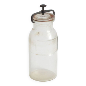 Antique Glass Apotecary Jar With Clamp By Wheaton Usa, 1888