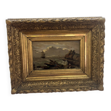 Oil on wood 19th century