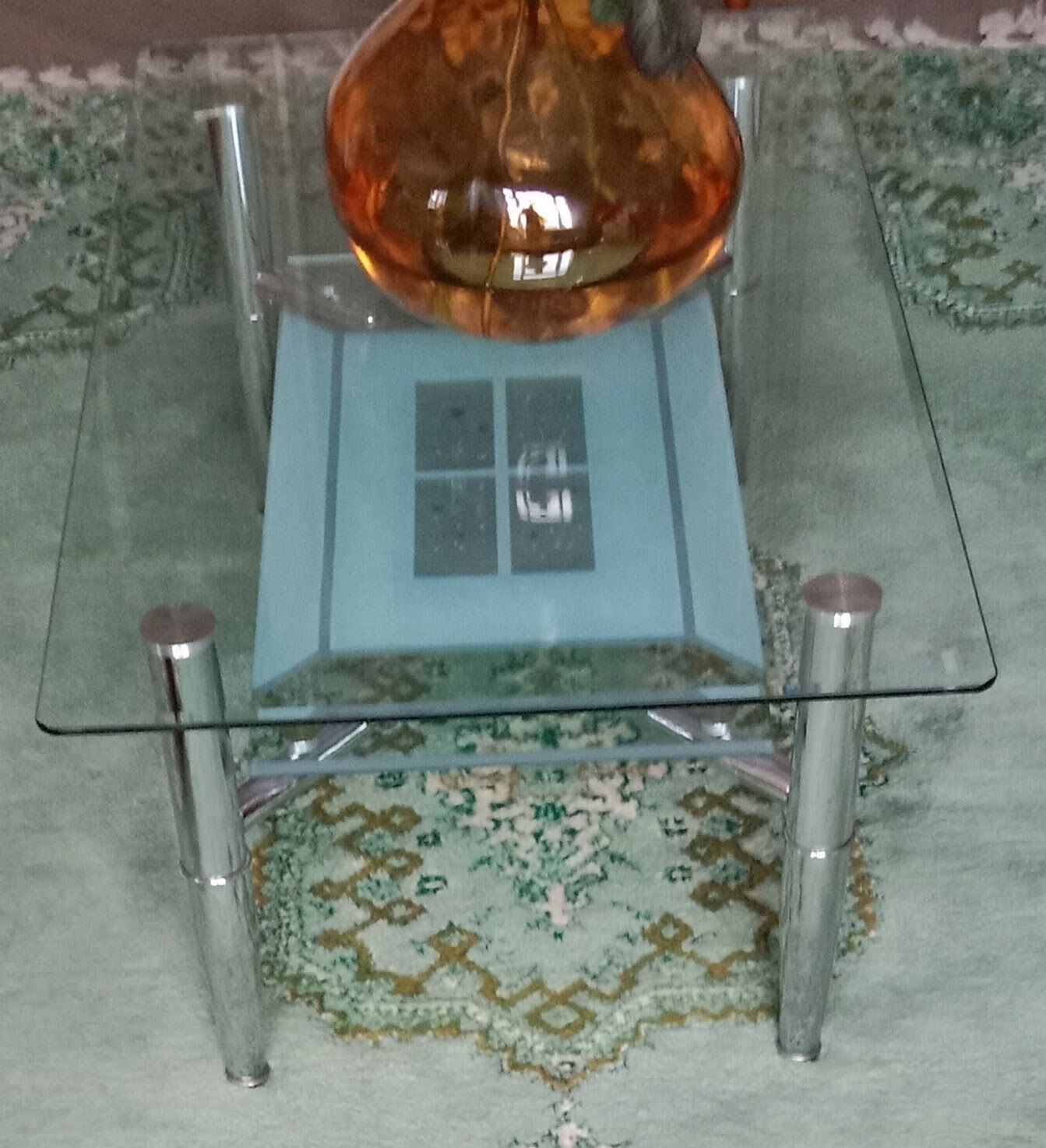 Glass coffee table, two tops 110X65 cm