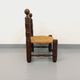 Vintage Charles Dudouyt Brutalist Low Chair in Wood and Straw, 1940s